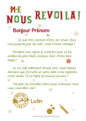 Coloriage gratuit Lutins de Noël Lettres de lutins farceurs Lettre d'arrivée du lutin Lutin farceur supplémentaire