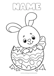Free colouring Cute Rabbit Animal Easter eggs Easter Forest animals