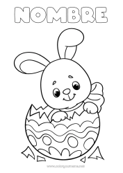 Colorear gratis Lindo Conejo Animales Huevos de Pascua Pascua de Resurrección Animales del bosque