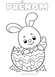 Coloriage gratuit Mignon Lapin Animal Oeufs de Pâques Pâques Animaux de la forêt