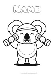 Free colouring Cute Sport Cute Animal Koala Other animals of the world Other sports Animals of Australia