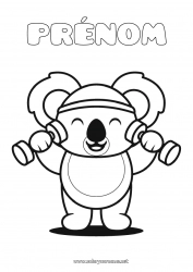 Coloriage à personnaliser Mignon Sport Kawaii Animal Koala Autres animaux du monde Autres sports