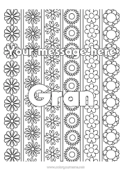 Free colouring Flowers Daisy Complex colouring pages