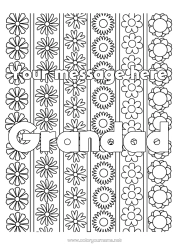 Free colouring Flowers Daisy Complex colouring pages