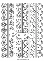 Pagina da colorare per bambini Fiori Margherita Colorazioni complesse