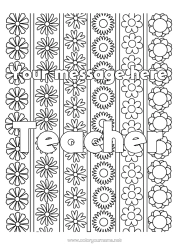Free colouring Flowers Daisy Complex colouring pages