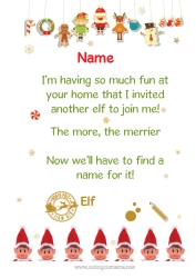 Free coloring Christmas elves Christmas Elf's Mission Letters from prankster elves Elf Arrival Letter