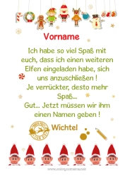 Kostenlose Zeichnung Weihnachtself Weihnachtselfenmission Elfenstreiche-Briefe Elf Ankunftsbrief