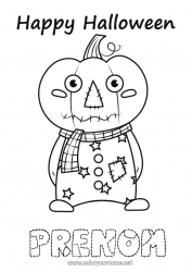 Coloriage gratuit Déguisement Monstre Citrouille Inscription "halloween"