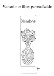 Colorear gratis Flores Primavera Marcador Jarrón Tulipán Ramillete