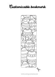 Coloring to customize Spring Easter eggs Easter Bookmark