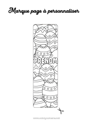 Coloriage gratuit Printemps Oeufs de Pâques Pâques Marque page