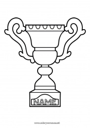 Free coloring Sport Cup, trophy, medal Competitions and Rewards