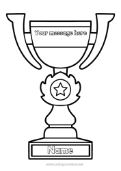 Free coloring Sport Cup, trophy, medal Competitions and Rewards