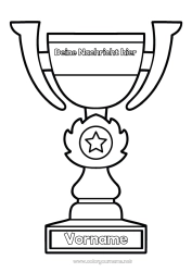 Kostenlose Malvorlage Sport Pokal, Trophäe, Medaille Wettbewerbe und Belohnungen