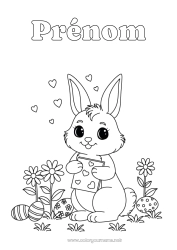 Dessin gratuit Fleurs Coeur Printemps Lapin Oeufs de Pâques Pâques Animaux de la forêt