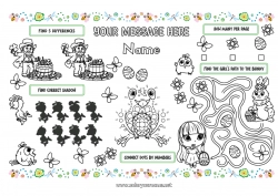 Free coloring Spring Children's activities Connect the dots Easter Printable Placemat Connect the Numbers