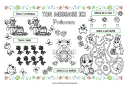 Coloriage à personnaliser Printemps Activités enfants Points à relier Pâques Set de table à imprimer