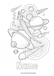 Coloring to customize Rocket Space Planets and solar system Astronomy Aerial vehicles