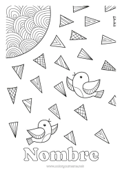 Colorear gratis Pájaro Sol Zentangle Aves y mamíferos voladores