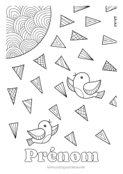 Coloriage gratuit Oiseau Soleil Zentangle Oiseaux et mammifères volants