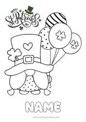 Free colouring Ireland St Patrick's Day Gnome