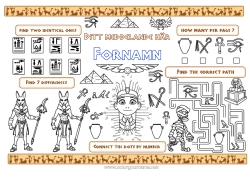 Färgläggningssida att anpassa Barnaktiviteter Egypten Land Pyramid Utskrivbar bordsduk Farao Historia