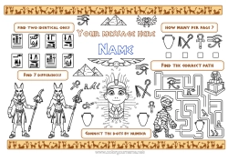 Colouring to customise Children's Activities Egypt Country Pyramid Printable Placemat Pharaoh History
