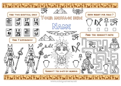Free coloring Children's activities Egypt Country Pyramid Printable Placemat Pharaoh History