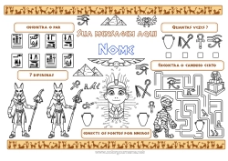 Desenho para personalizar Atividades para Crianças Egito País Pirâmide Jogo americano para imprimir Faraó História