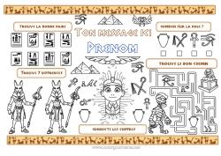 Coloriage à personnaliser Activités enfants Égypte Pays Pyramide Set de table à imprimer Pharaon Histoire