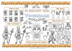 Gratis tekening Activiteiten voor Kinderen Egypte Land Piramide Printbare placemat Farao Geschiedenis
