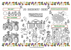 Kleurplaat aanpassen Kip Varken Activiteiten voor Kinderen Dier Geit Tractor Boerderijvoertuigen Boerderijdieren Boer Boerderijberoepen Printbare placemat