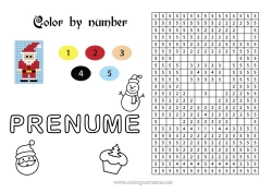 Pagină de colorat personalizată Moș Crăciun Crăciun Număr Desene magice de colorat Activități pentru copii