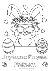 Coloriage gratuit Lapin Oeufs de Pâques Pâques 