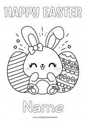 Free drawing Kawaii Bunny Easter eggs Forest animals