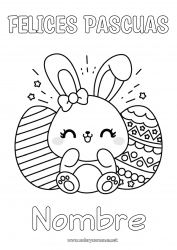 Colorear para personalizar Kawaii Conejo Huevos de Pascua Animales del bosque