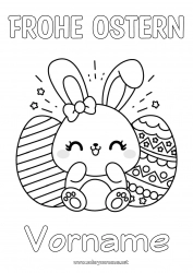 Malvorlage anpassen Kawaii Hase Ostereier Waldtiere