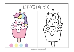 Colorear para personalizar Unicornio Golosinas Helado Dibujos fáciles para colorear Dragones, unicornios y animales fantásticos Colorear con Modelo