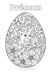 Dessin gratuit Fleurs Oiseau Printemps Feuilles Oeufs de Pâques Gros oeuf de Pâques Oiseaux et mammifères volants