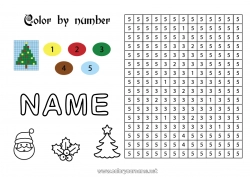 Free coloring Christmas tree Christmas Number Coloring by numbers Children's activities