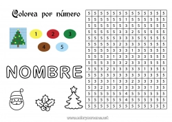 Colorear gratis árbol de Navidad Navidad Número Colorear por números Actividades para niños