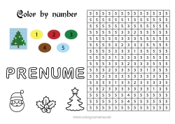 Pagină de colorat personalizată Brad de Crăciun Crăciun Număr Desene magice de colorat Activități pentru copii