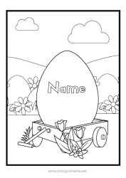 Colouring to customise Flowers Spring Easter Eggs Easter Tulip Large Easter Egg