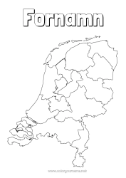 Gratis färgläggning Geografi Land Landskarta Nederländerna