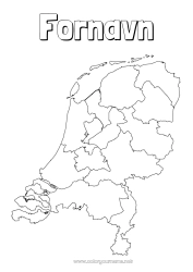 Farvelægningssiden tilpasning Geografi Land Kort over lande Holland