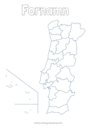 Färgläggningssida att anpassa Geografi Land Landskarta Portugal