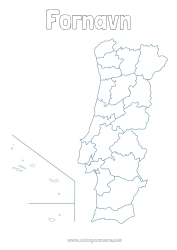 Fargeleggingssiden å tilpasse Geografi Land Kart over landene Portugal