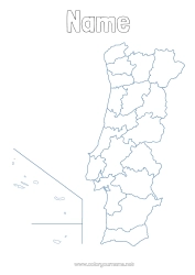 Colouring to customise Geography Country Map Of Countries Portugal