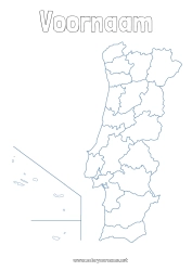 Kleurplaat aanpassen Geografie Land Wereldkaart Portugal